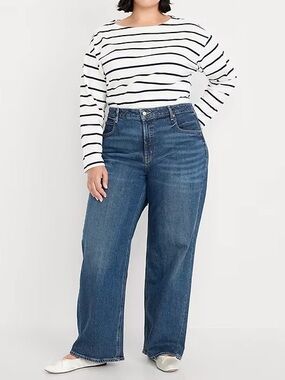 OLD NAVY Extra High-Waisted Wide-Leg Jeans - Dark Wash